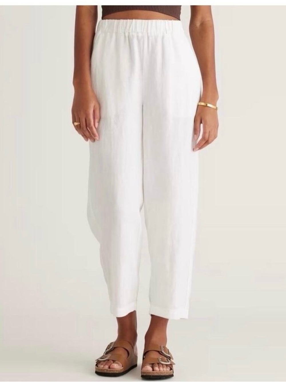Quince White Linen Wide Leg Pants